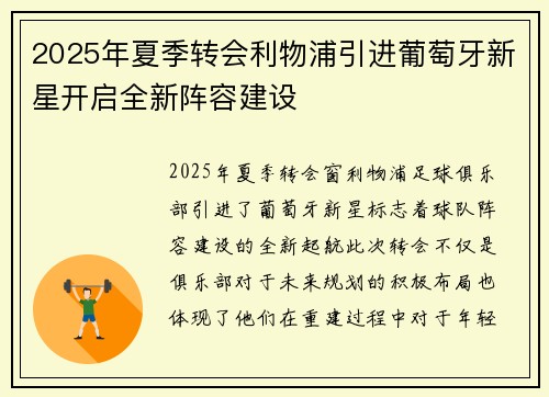 2025年夏季转会利物浦引进葡萄牙新星开启全新阵容建设